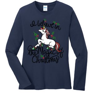 I Believe In The Magic Of Christmas Great Gift Ladies Long Sleeve Shirt