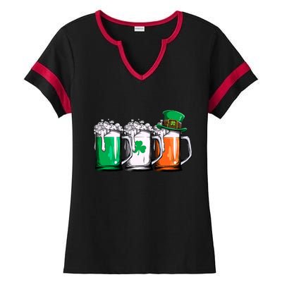 Irish Beer Ireland Flag St Patricks Day Men Women Leprechaun Ladies Halftime Notch Neck Tee