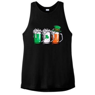 Irish Beer Ireland Flag St Patricks Day Men Women Leprechaun Ladies PosiCharge Tri-Blend Wicking Tank