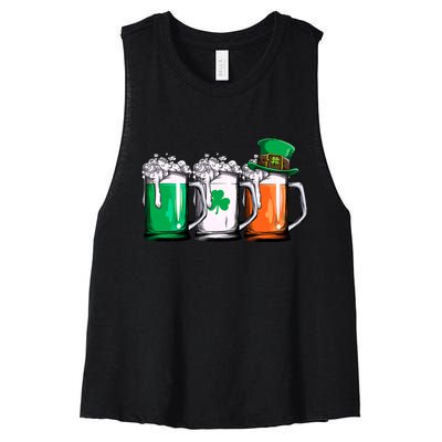 Irish Beer Ireland Flag St Patricks Day Men Women Leprechaun Women's Racerback Cropped Tank