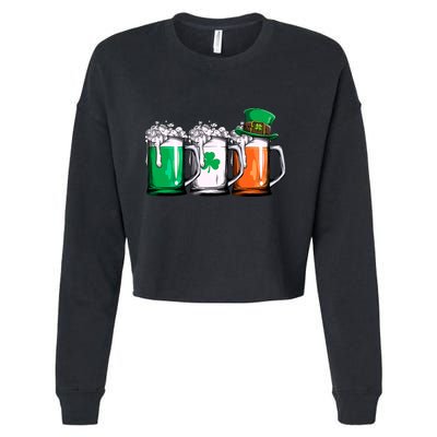 Irish Beer Ireland Flag St Patricks Day Men Women Leprechaun Cropped Pullover Crew