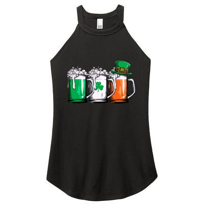 Irish Beer Ireland Flag St Patricks Day Men Women Leprechaun Women's Perfect Tri Rocker Tank