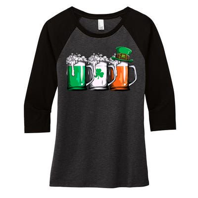 Irish Beer Ireland Flag St Patricks Day Men Women Leprechaun Women's Tri-Blend 3/4-Sleeve Raglan Shirt