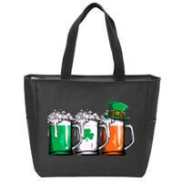 Irish Beer Ireland Flag St Patricks Day Men Women Leprechaun Zip Tote Bag