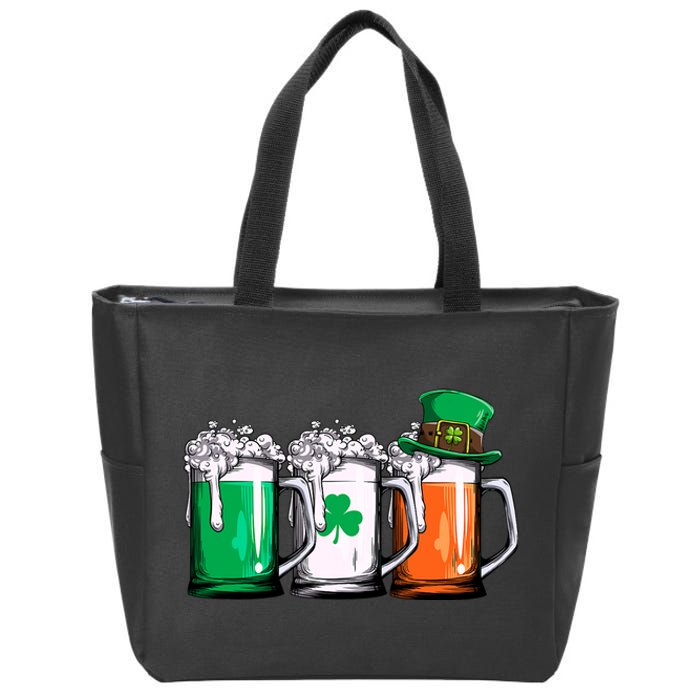 Irish Beer Ireland Flag St Patricks Day Men Women Leprechaun Zip Tote Bag