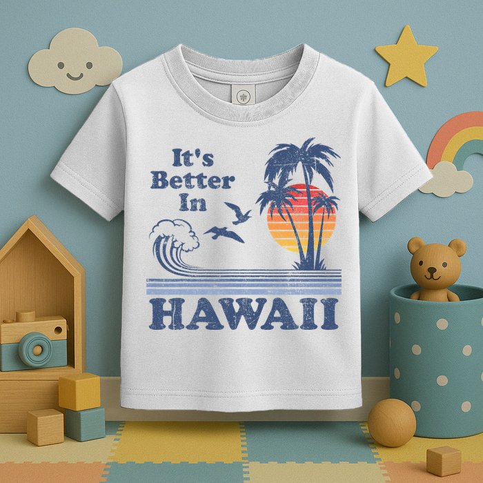 It's Better In Hawaii Beach Vacation Retro Vintage 80's 70's Toddler T-Shirt