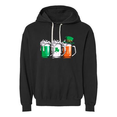 Irish Beer Ireland Flag St Patricks Day Leprechaun Garment-Dyed Fleece Hoodie