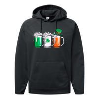 Irish Beer Ireland Flag St Patricks Day Leprechaun Performance Fleece Hoodie