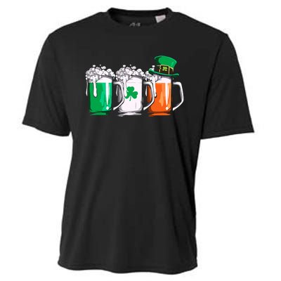 Irish Beer Ireland Flag St Patricks Day Leprechaun Cooling Performance Crew T-Shirt