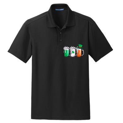 Irish Beer Ireland Flag St Patricks Day Leprechaun Dry Zone Grid Polo