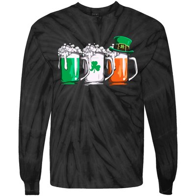 Irish Beer Ireland Flag St Patricks Day Leprechaun Tie-Dye Long Sleeve Shirt