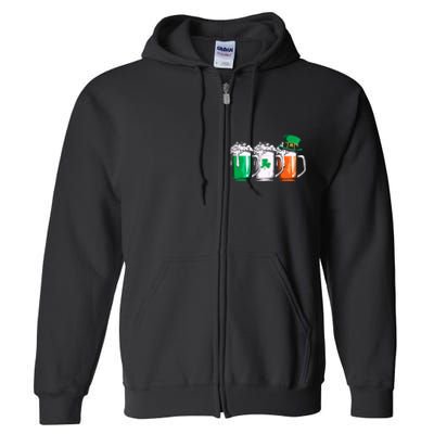 Irish Beer Ireland Flag St Patricks Day Leprechaun Full Zip Hoodie