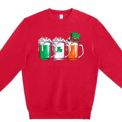 Irish Beer Ireland Flag St Patricks Day Leprechaun Premium Crewneck Sweatshirt