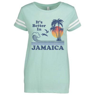 It's Better In Jamaica Jamaican Beach Retro Vintage 80's 70s Enza Ladies Jersey Football T-Shirt