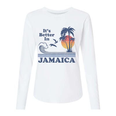 It's Better In Jamaica Jamaican Beach Retro Vintage 80's 70s Womens Cotton Relaxed Long Sleeve T-Shirt