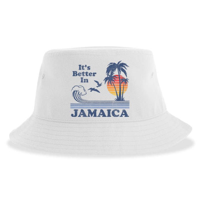 It's Better In Jamaica Jamaican Beach Retro Vintage 80's 70s Sustainable Bucket Hat