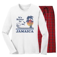 It's Better In Jamaica Jamaican Beach Retro Vintage 80's 70s Women's Long Sleeve Flannel Pajama Set 