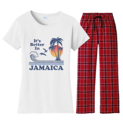 It's Better In Jamaica Jamaican Beach Retro Vintage 80's 70s Women's Flannel Pajama Set