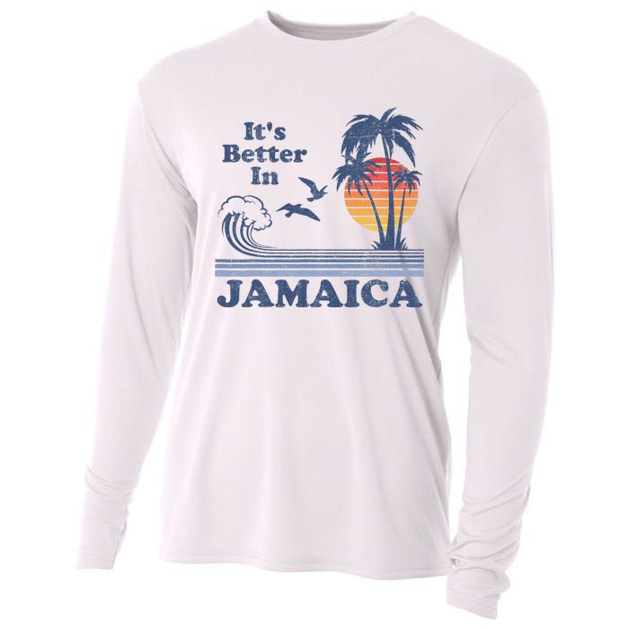 It's Better In Jamaica Jamaican Beach Retro Vintage 80's 70s Cooling Performance Long Sleeve Crew