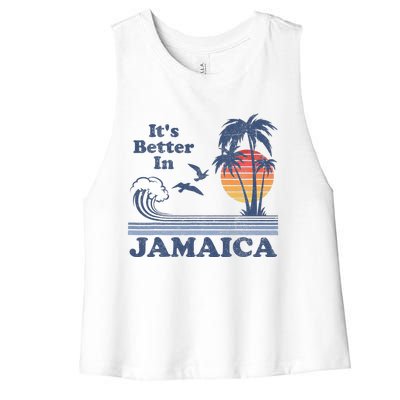 It's Better In Jamaica Jamaican Beach Retro Vintage 80's 70s Women's Racerback Cropped Tank