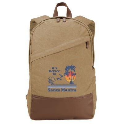 Its Better In Santa Monica California Retro Vintage 80s 70s Cotton Canvas Backpack