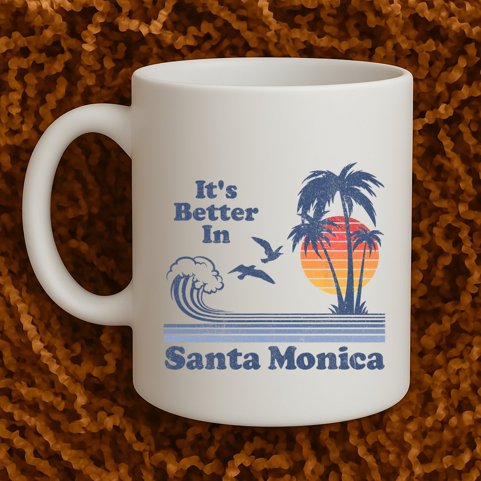 Its Better In Santa Monica California Retro Vintage 80s 70s Mug