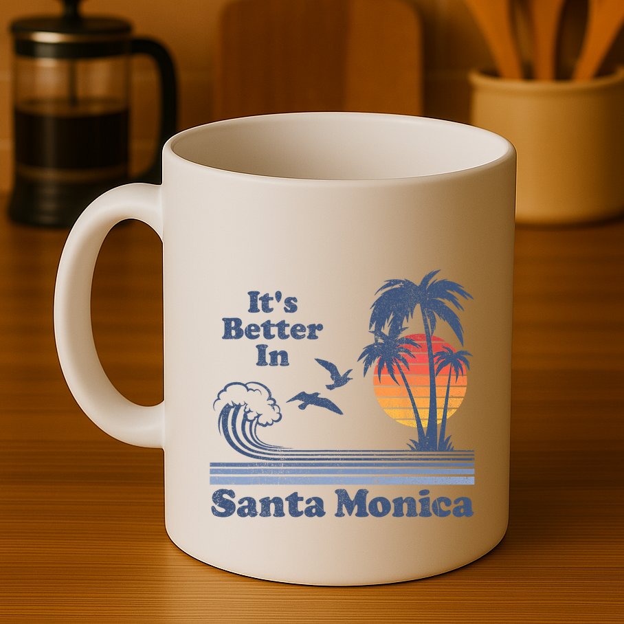 Its Better In Santa Monica California Retro Vintage 80s 70s Mug