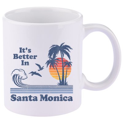 Its Better In Santa Monica California Retro Vintage 80s 70s 11oz C Handle Ceramic Mug
