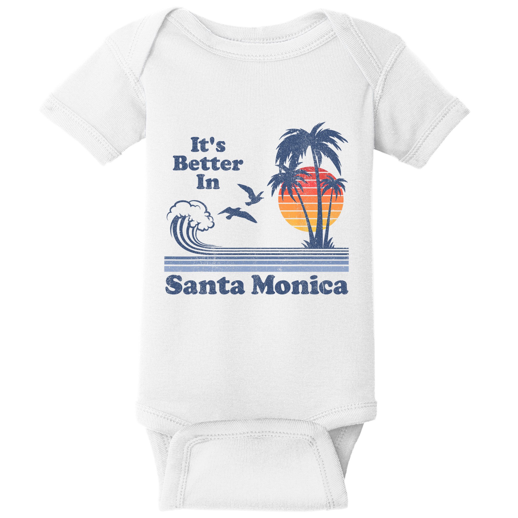 Its Better In Santa Monica California Retro Vintage 80s 70s Baby Bodysuit