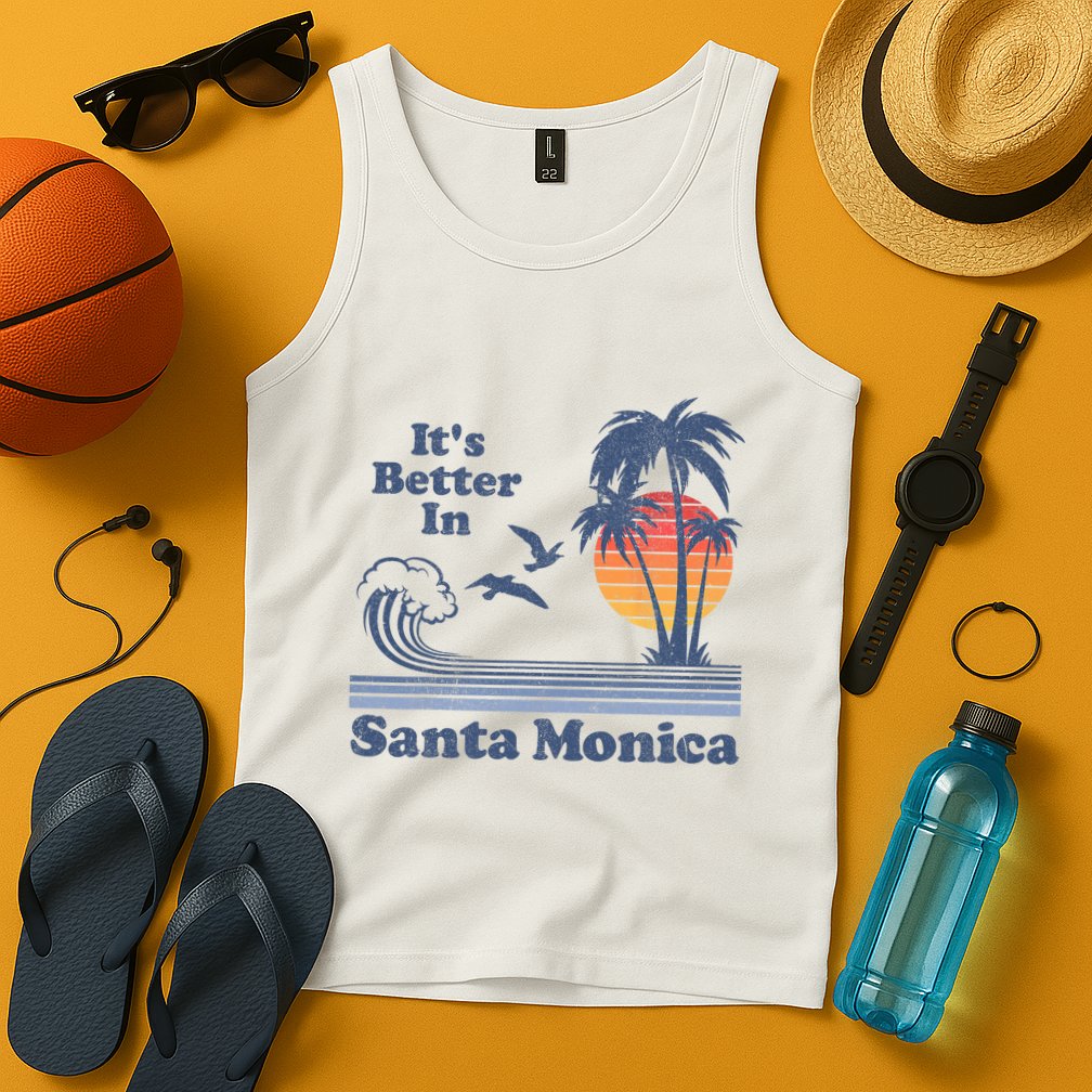 Its Better In Santa Monica California Retro Vintage 80s 70s Tank Top