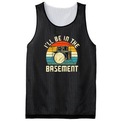 I'll Be In The Basement Drums Funny Drummers Mesh Reversible Basketball Jersey Tank