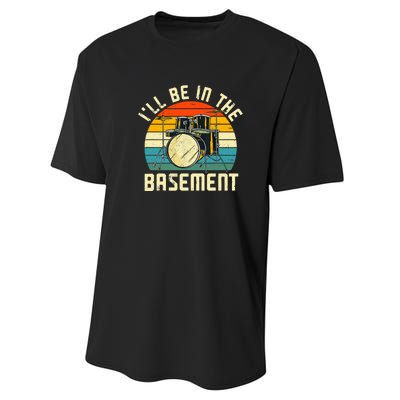 I'll Be In The Basement Drums Funny Drummers Performance Sprint T-Shirt