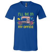 Ill Be In My Office Quilting Sewing Machine Seamstress Sew Gift V-Neck T-Shirt