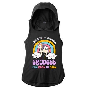 I Believe In Holding Grudges Ill Heal In Hell Rainbow Ladies PosiCharge Tri-Blend Wicking Draft Hoodie Tank