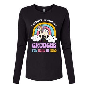 I Believe In Holding Grudges Ill Heal In Hell Rainbow Womens Cotton Relaxed Long Sleeve T-Shirt