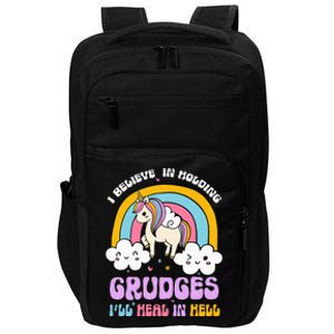 I Believe In Holding Grudges Ill Heal In Hell Rainbow Impact Tech Backpack