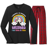 I Believe In Holding Grudges Ill Heal In Hell Rainbow Women's Long Sleeve Flannel Pajama Set 