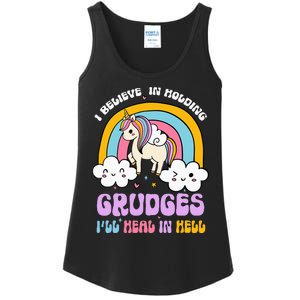 I Believe In Holding Grudges Ill Heal In Hell Rainbow Ladies Essential Tank