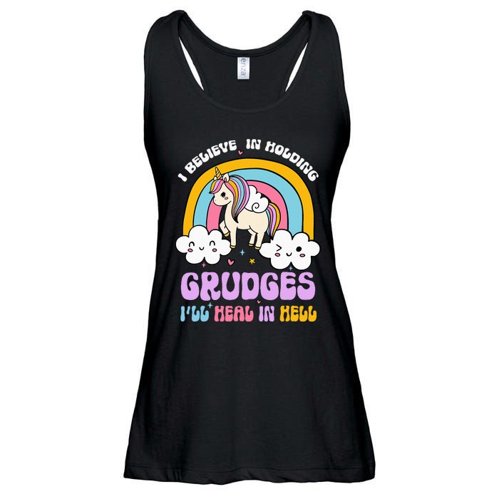 I Believe In Holding Grudges Ill Heal In Hell Rainbow Ladies Essential Flowy Tank