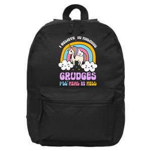 I Believe In Holding Grudges Ill Heal In Hell Rainbow 16 in Basic Backpack