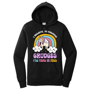 I Believe In Holding Grudges Ill Heal In Hell Rainbow Women's Pullover Hoodie