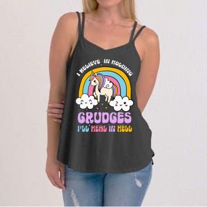 I Believe In Holding Grudges Ill Heal In Hell Rainbow Women's Strappy Tank