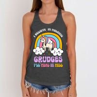 I Believe In Holding Grudges Ill Heal In Hell Rainbow Women's Knotted Racerback Tank