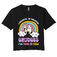 I Believe In Holding Grudges Ill Heal In Hell Rainbow Women's Crop Top Tee