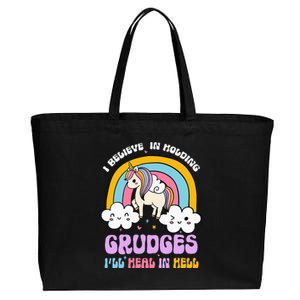 I Believe In Holding Grudges Ill Heal In Hell Rainbow Cotton Canvas Jumbo Tote