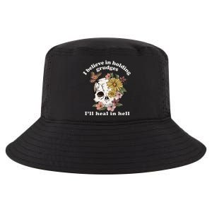 I Believe In Holding Grudges ILl Heal In Hell Floral Skull Cool Comfort Performance Bucket Hat