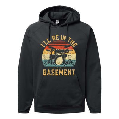 ILl Be In The Basement Drumming Funny Drummer Performance Fleece Hoodie