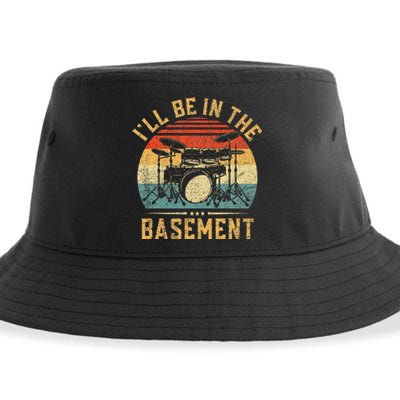 ILl Be In The Basement Drumming Funny Drummer Sustainable Bucket Hat