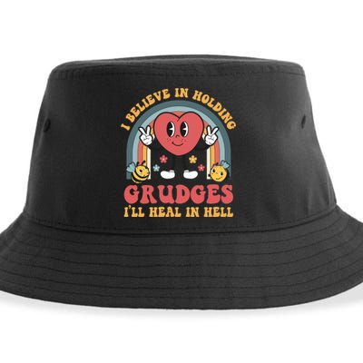 I Believe In Holding Grudges I'll Heal In Hell Rainbow Heart Sustainable Bucket Hat