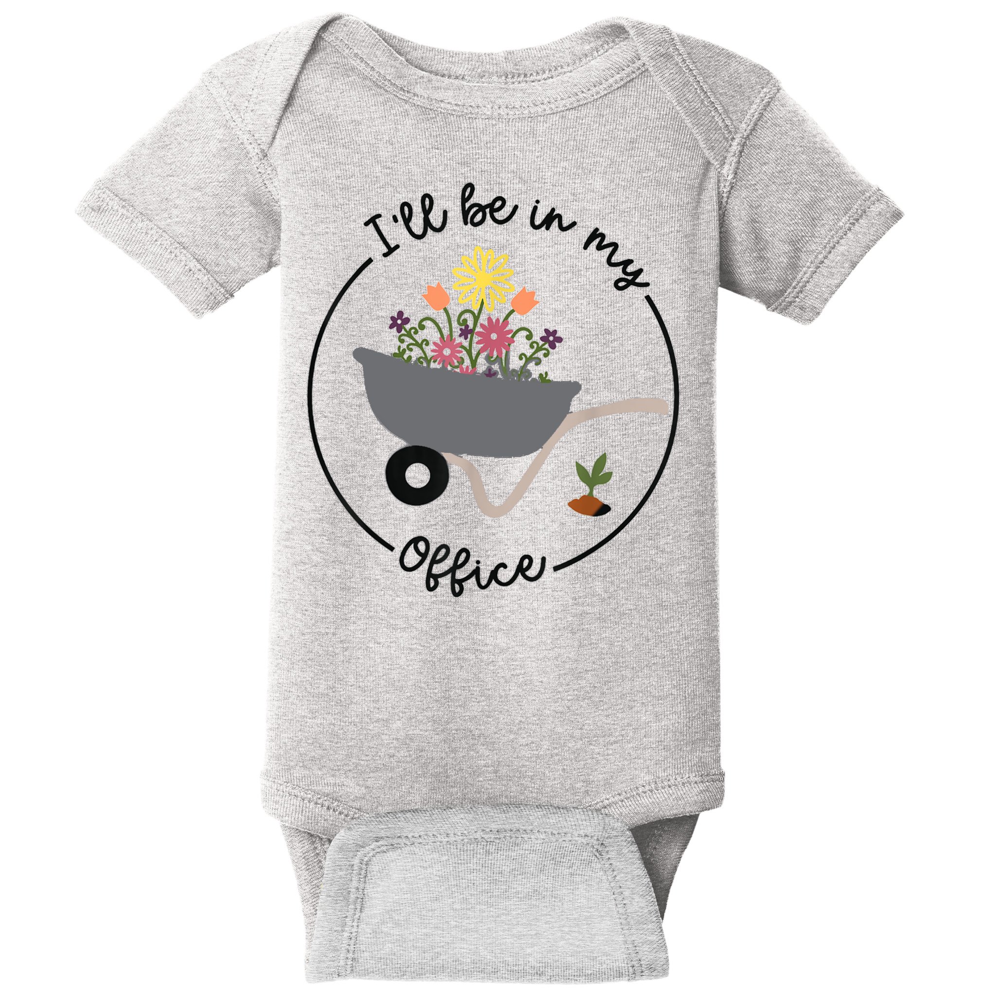 I'll Be In My Office Garden Funny Distressed Gardening Baby Bodysuit